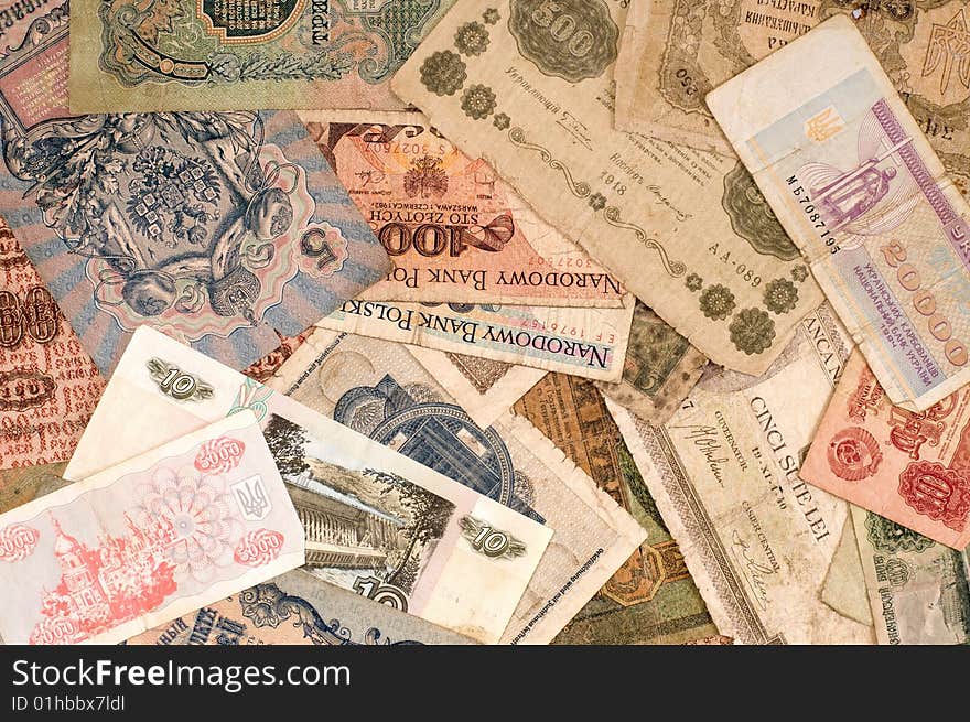 Some old banknotes abstract background