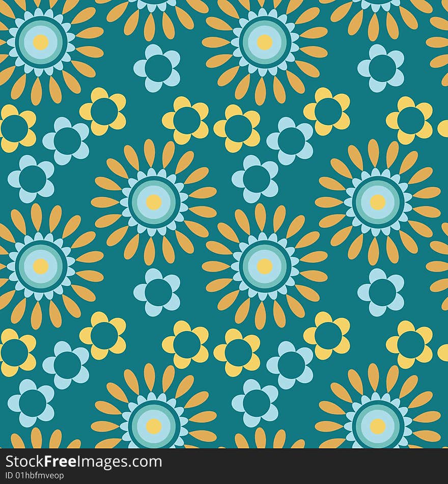 Summery blue and yellow stylized flower pattern. Summery blue and yellow stylized flower pattern