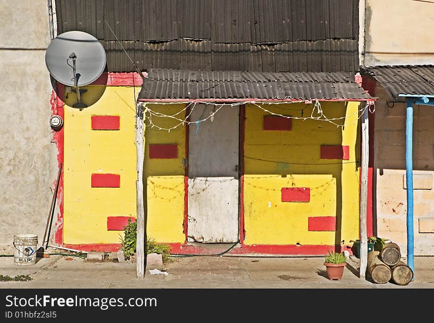 Small Yellow and Red Building