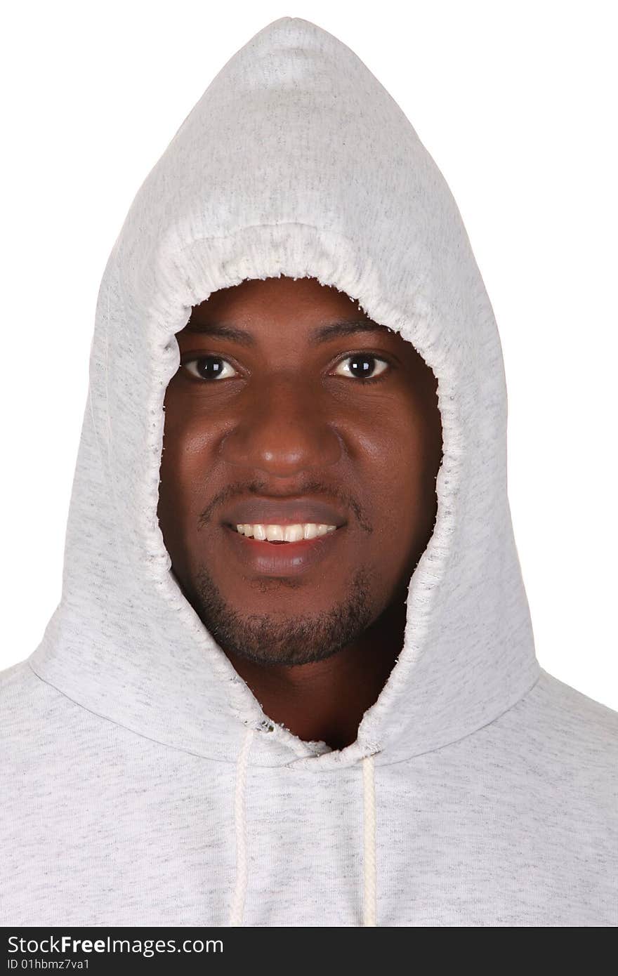 Young african american male on white background