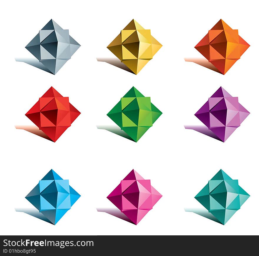 Set of multicolor isolated vector stars. Set of multicolor isolated vector stars