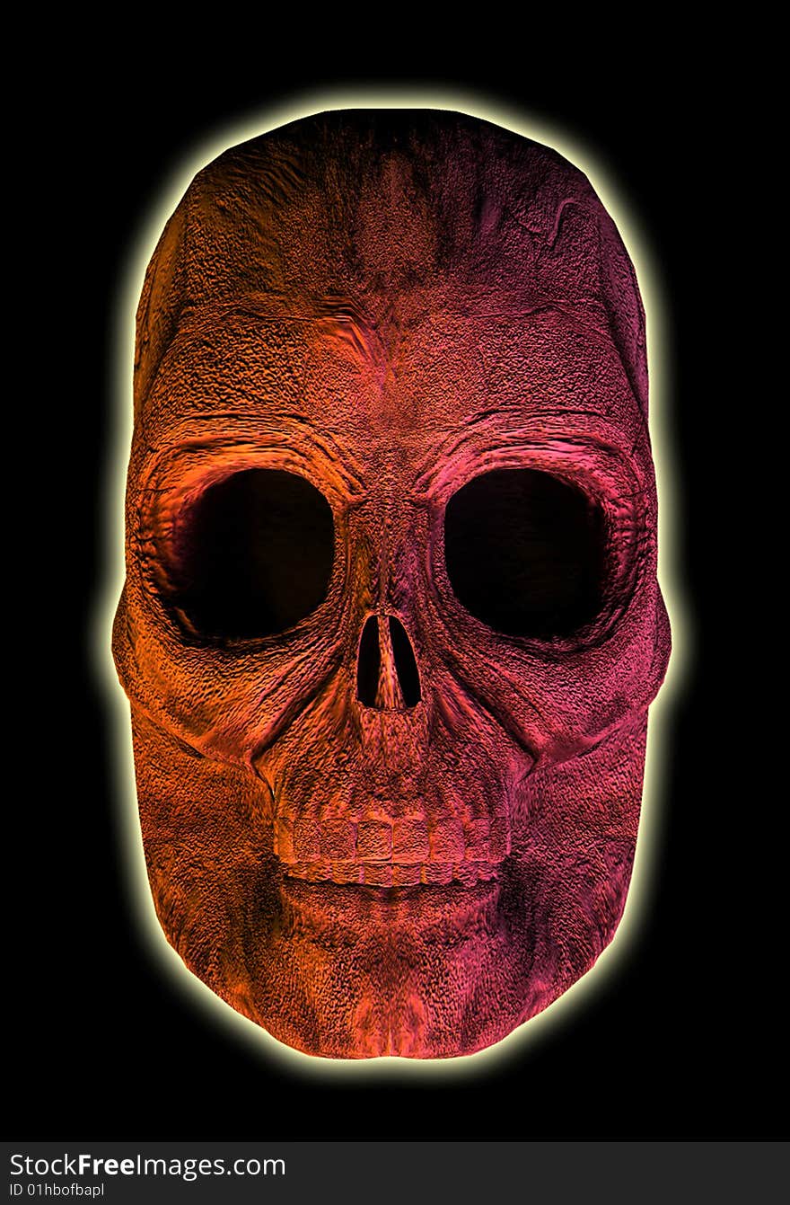 3D glowing skull