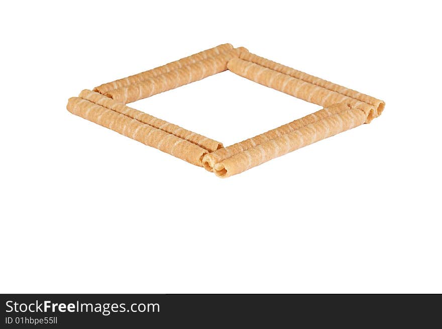 Square made with cookie isolated on a white background. Square made with cookie isolated on a white background.