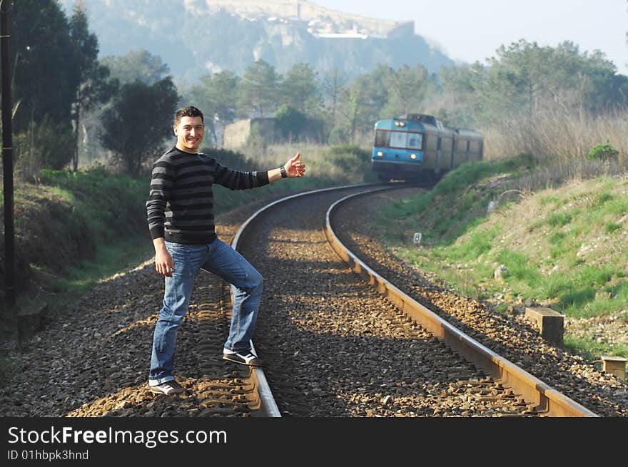 Men waiting for the train