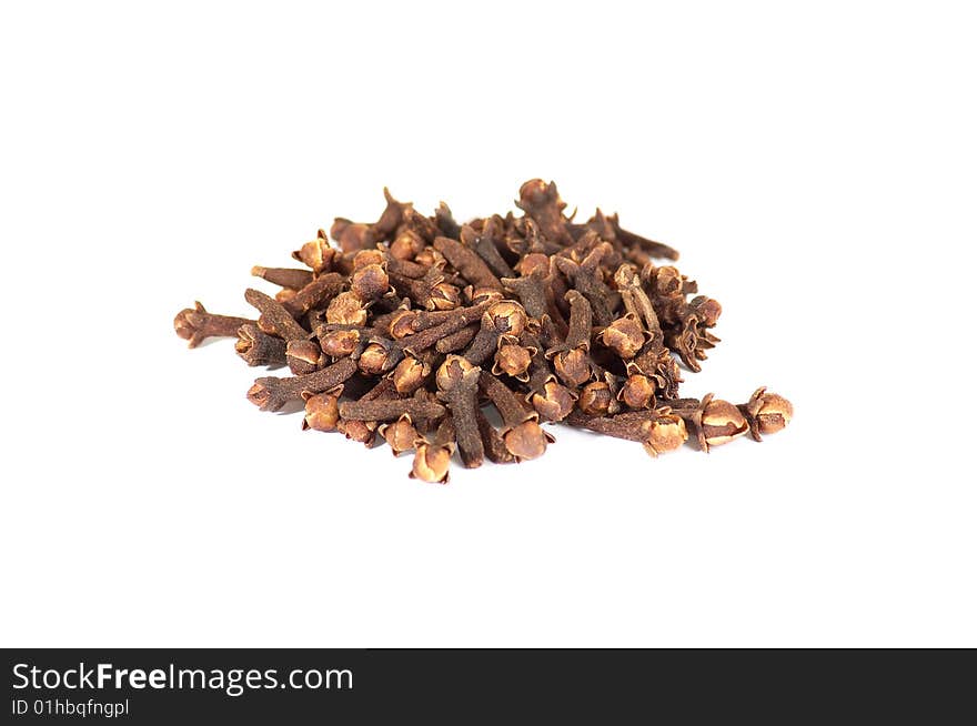 Group of cloves  on a white background.