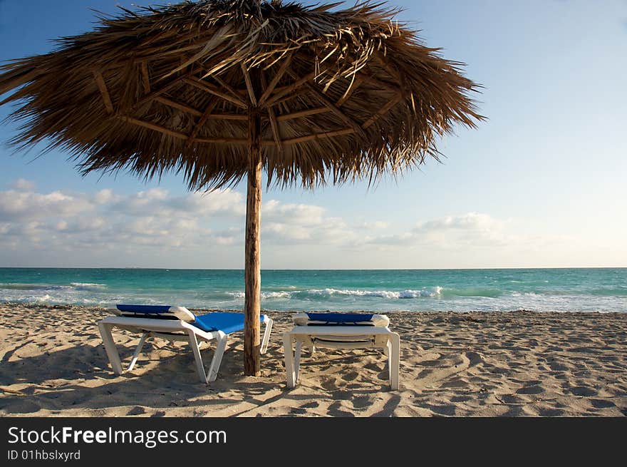 Beach Chairs And Shade Cabana