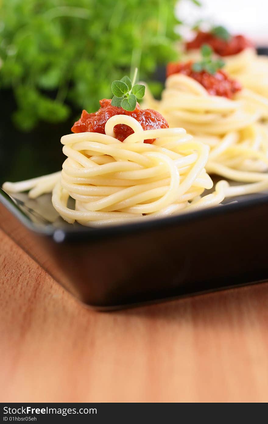 Spaghetti with tomato delicious food