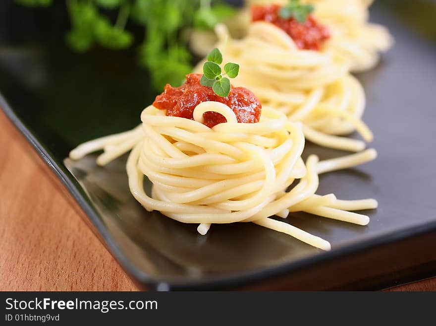 Spaghetti with tomato