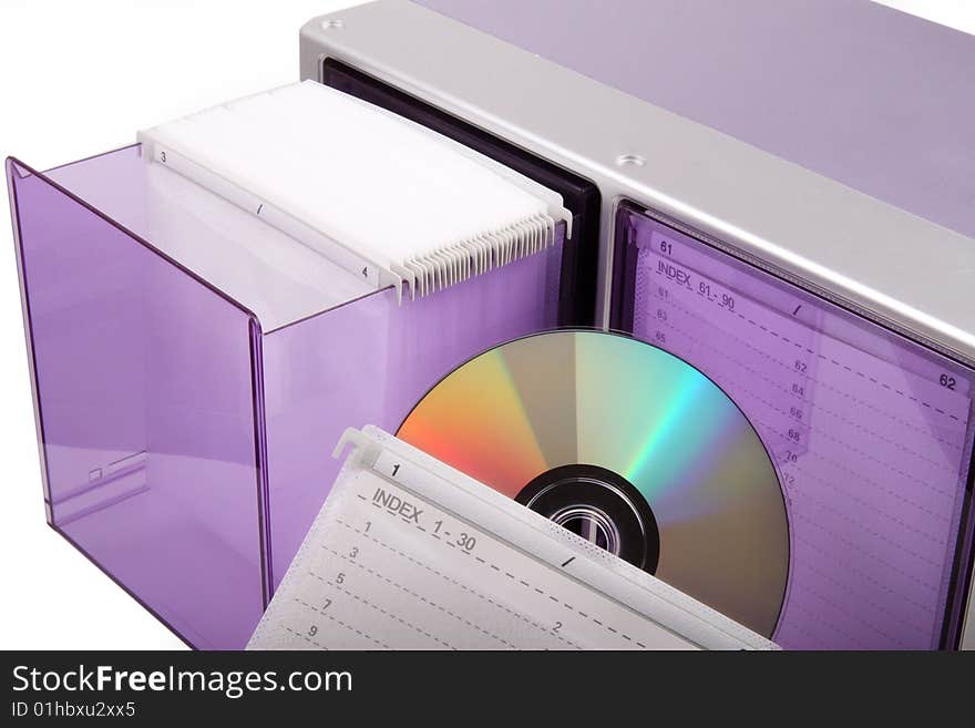 CD box and CD discs on white.
This is a filing system with the CD box.