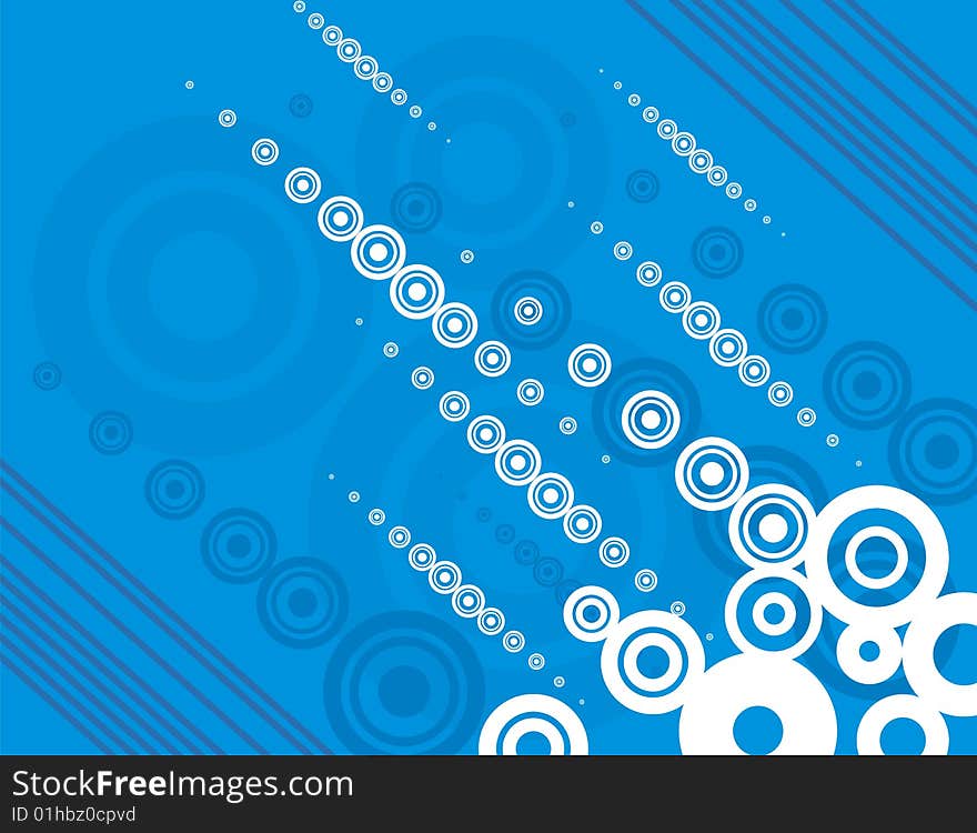 Abstract circle design in blue and white colors,  series.