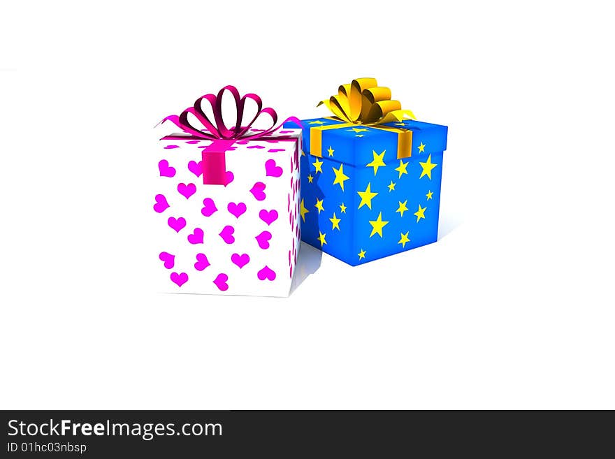 Gift boxes - 3d isolated illustration (christmas / valentine's day)