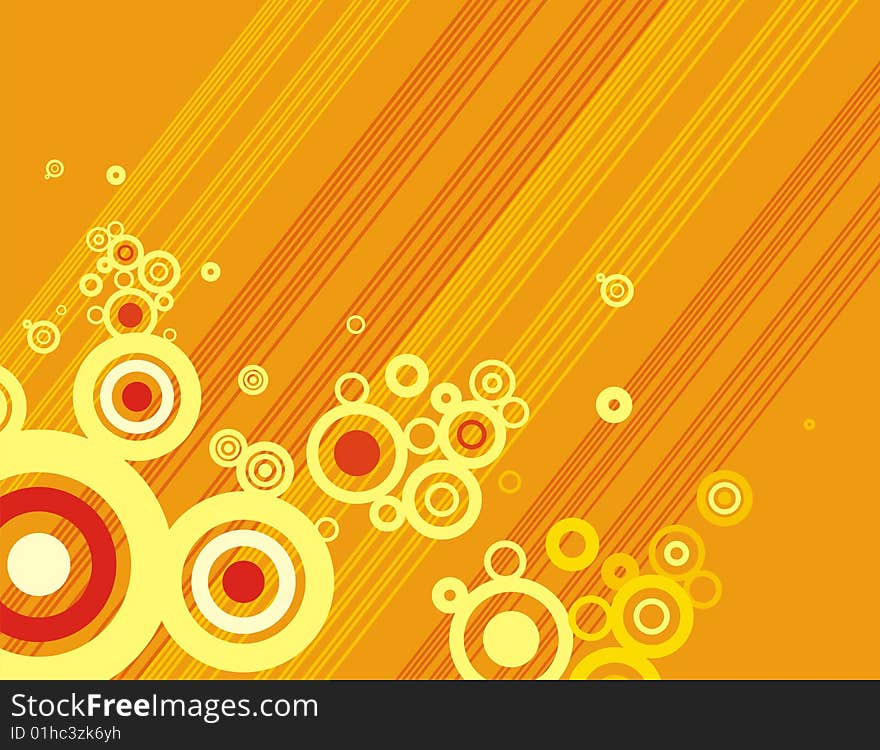 Abstract circle design in yellow, red and orange colors,  series.