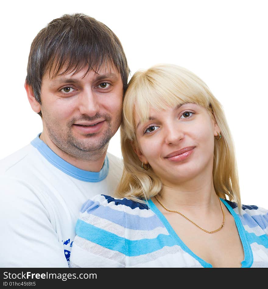 Loving couple isolated on white