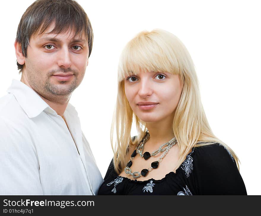 Loving couple isolated on white