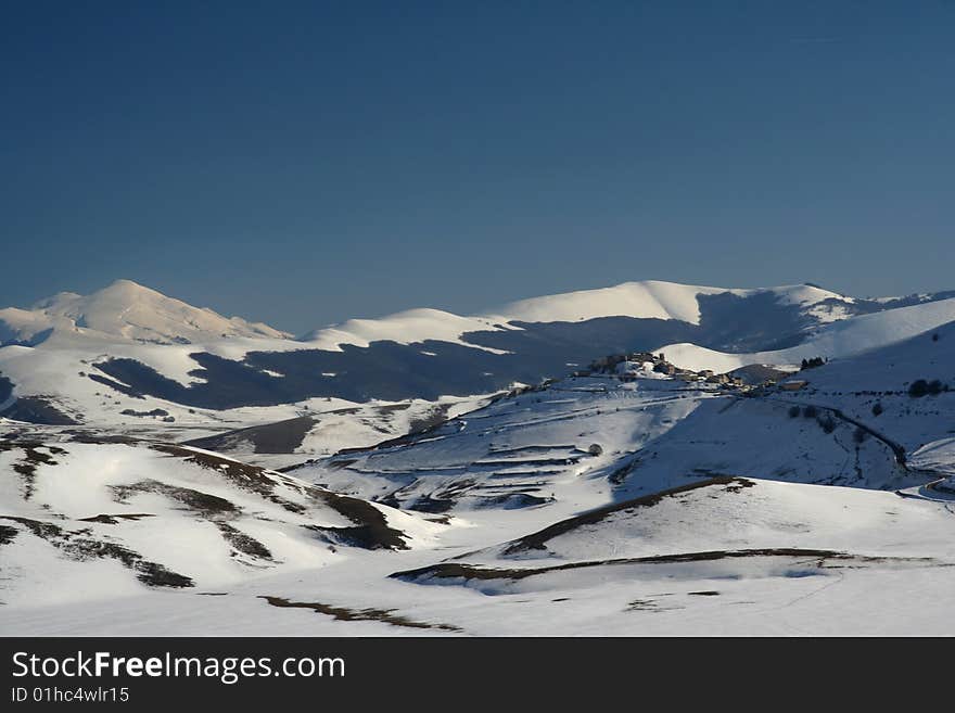 Winter landscape in Castelluccio