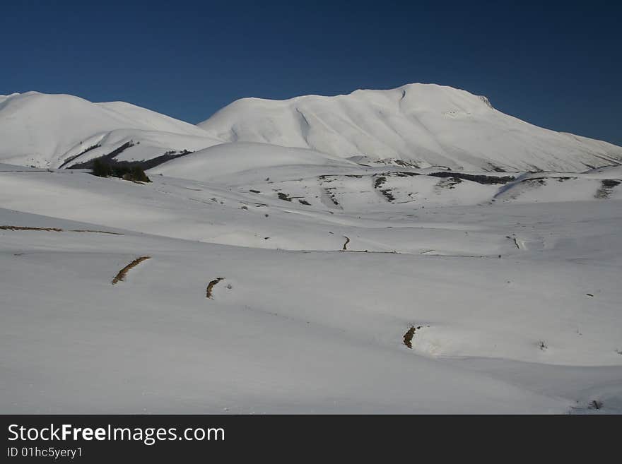 Winter landscape in Castelluccio