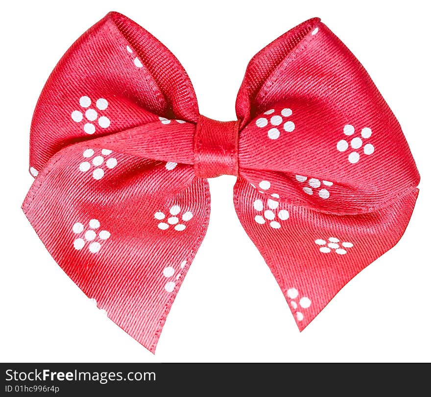 Red festal bow isolated on white background