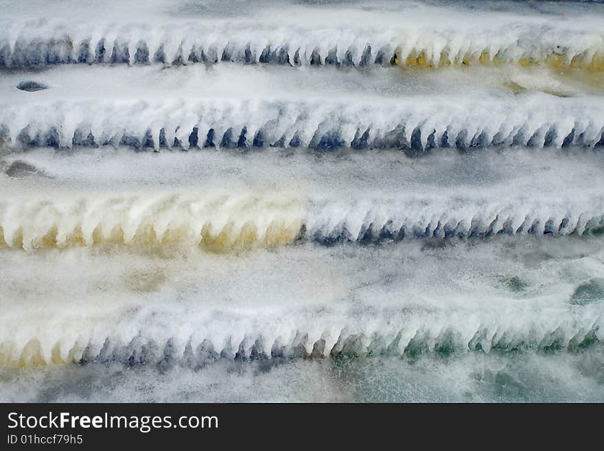 Steps covered with ice. Abstract background. Steps covered with ice. Abstract background.