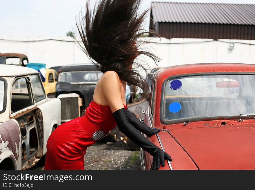 Girl  with flapping hairs