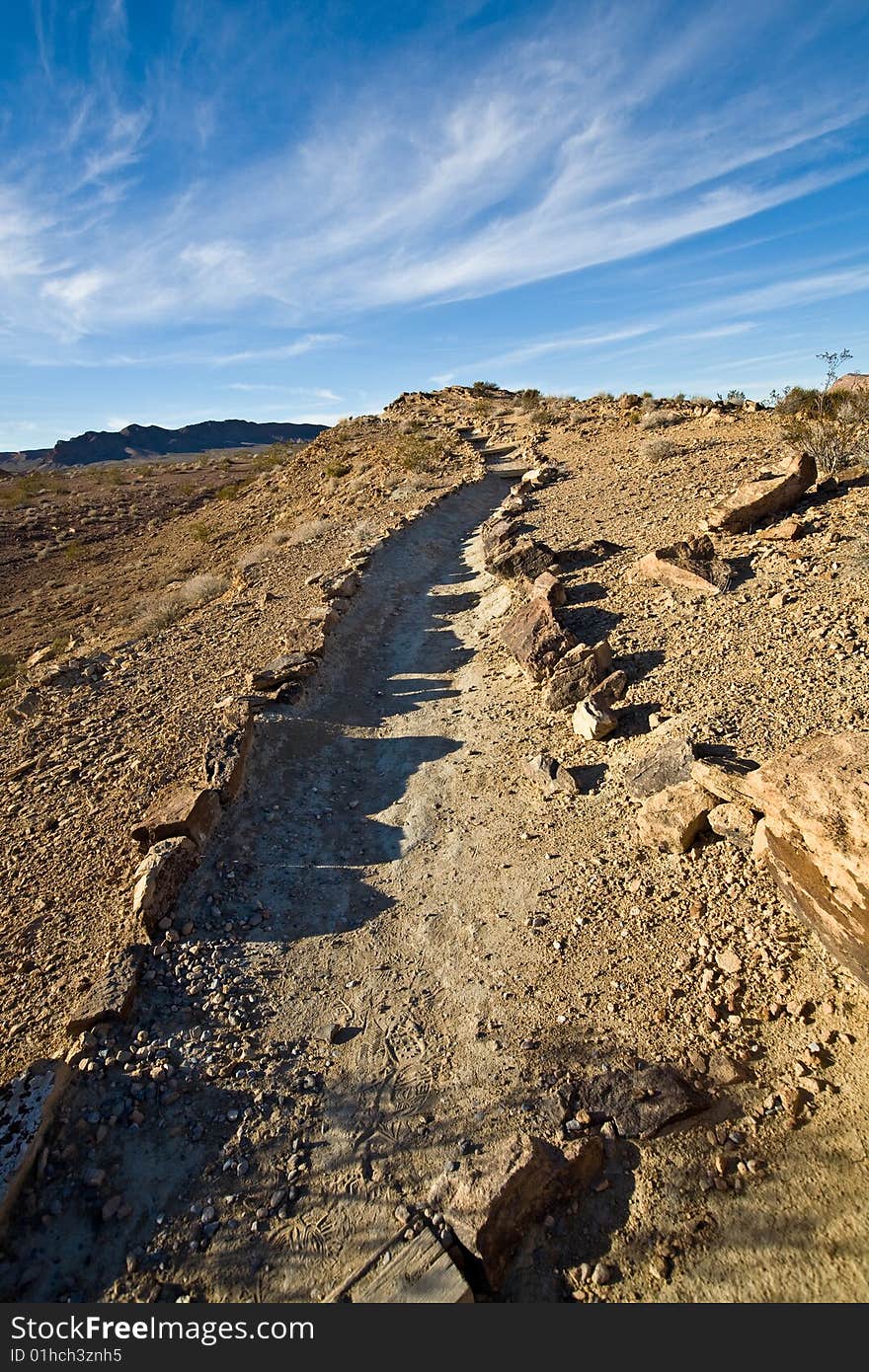 Hike on a beaten path in the deserts of southwest US