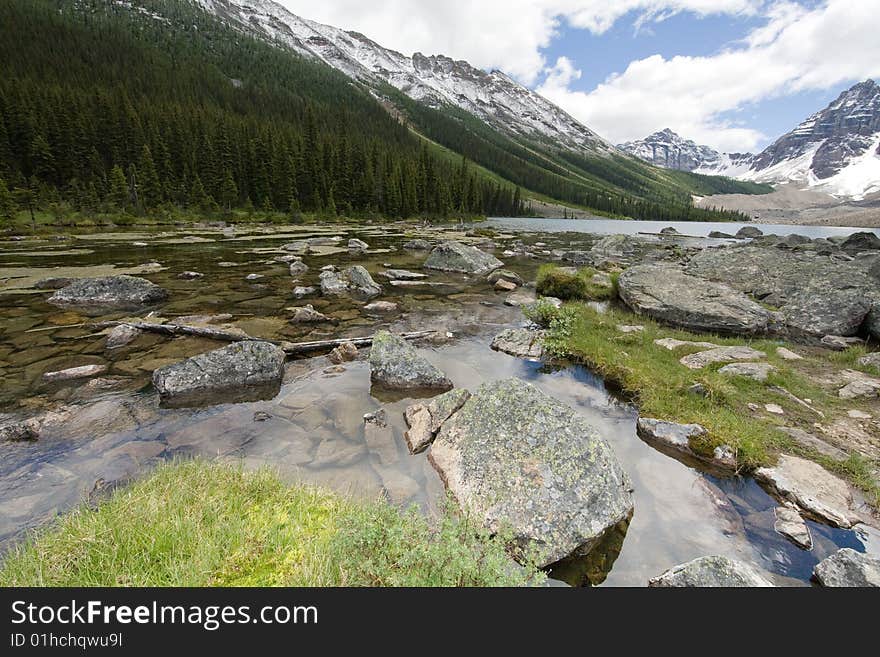 Low wide angle view of the majestic Lake Isolation