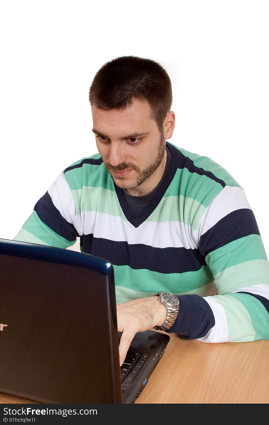 Young man working with his notebook. Young man working with his notebook