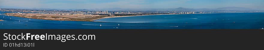 Widespread view from Cabrillo National Monument of San Diego's Naval Air Force Base and Downtown Skyline. Widespread view from Cabrillo National Monument of San Diego's Naval Air Force Base and Downtown Skyline