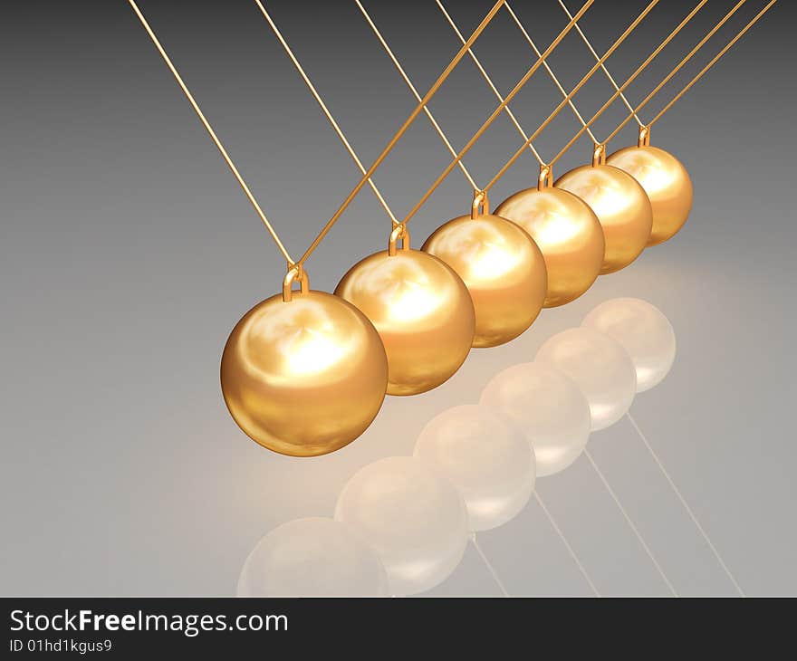 Gold newton balls with reflection path included