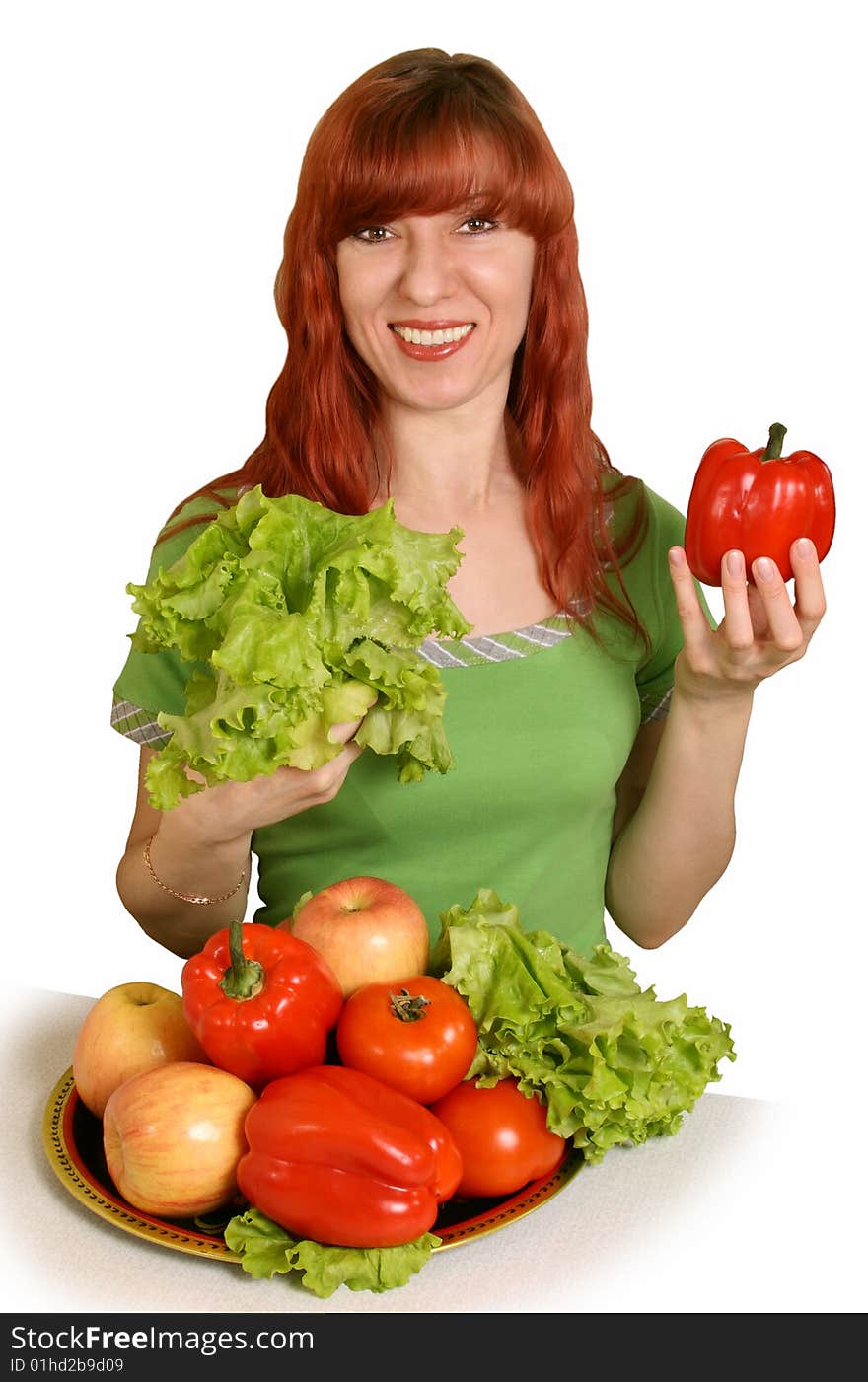 Tray with vegetables and fruit