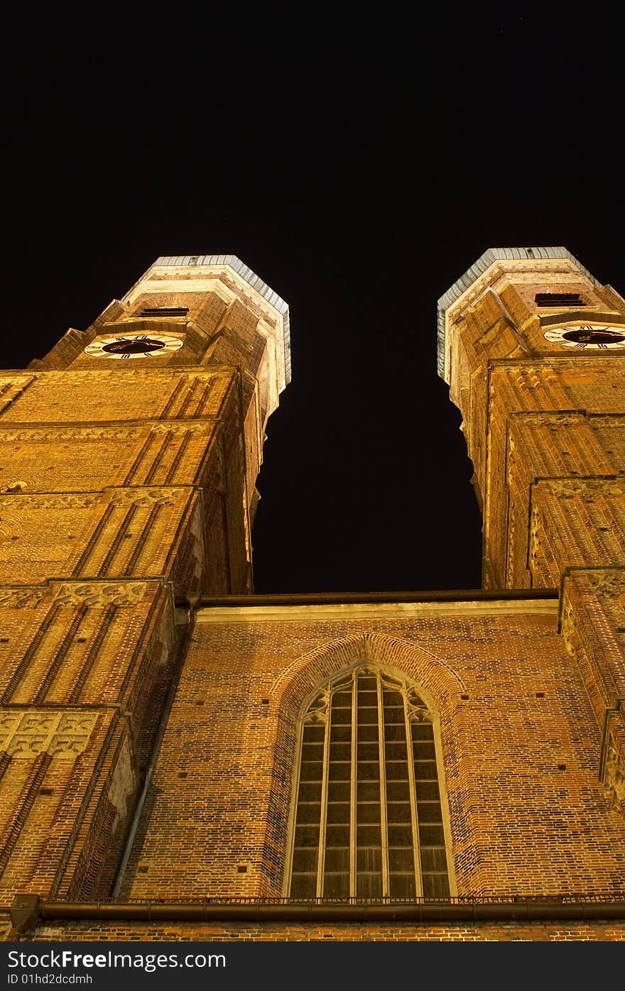 Church named Frauenkirche, Munich, Germany, night scene. Church named Frauenkirche, Munich, Germany, night scene