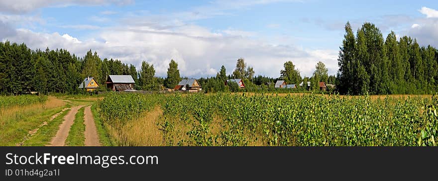 Panorama of the russian rural landscape