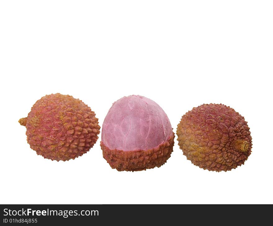 Litchi on the white isolated on a white background. Litchi on the white isolated on a white background.