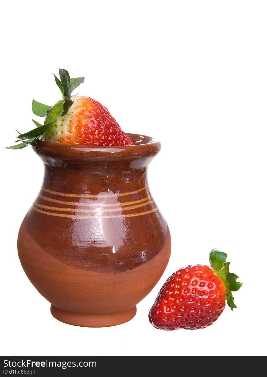 Fresh Ripe Strawberries In Jug