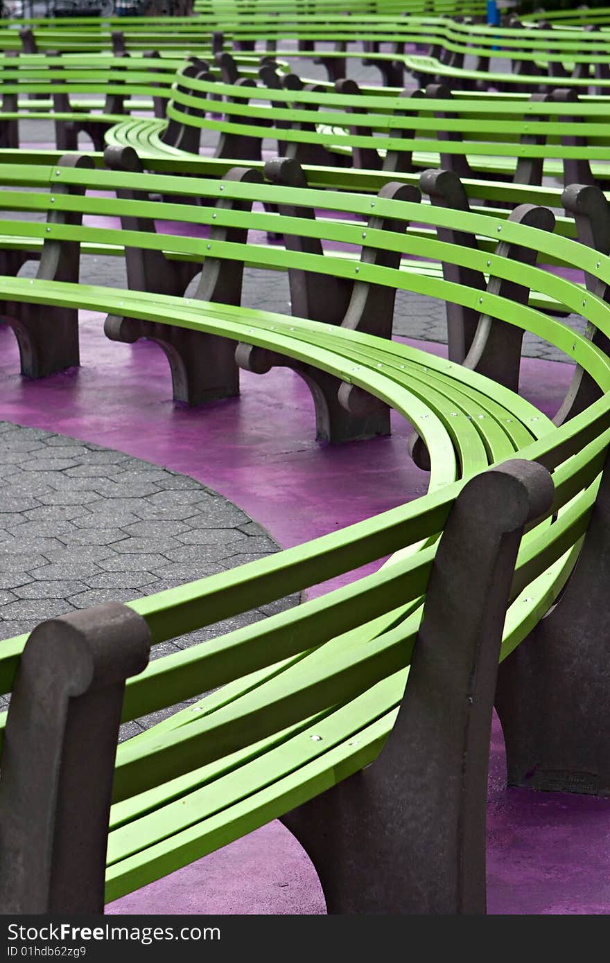 Color benches in New York