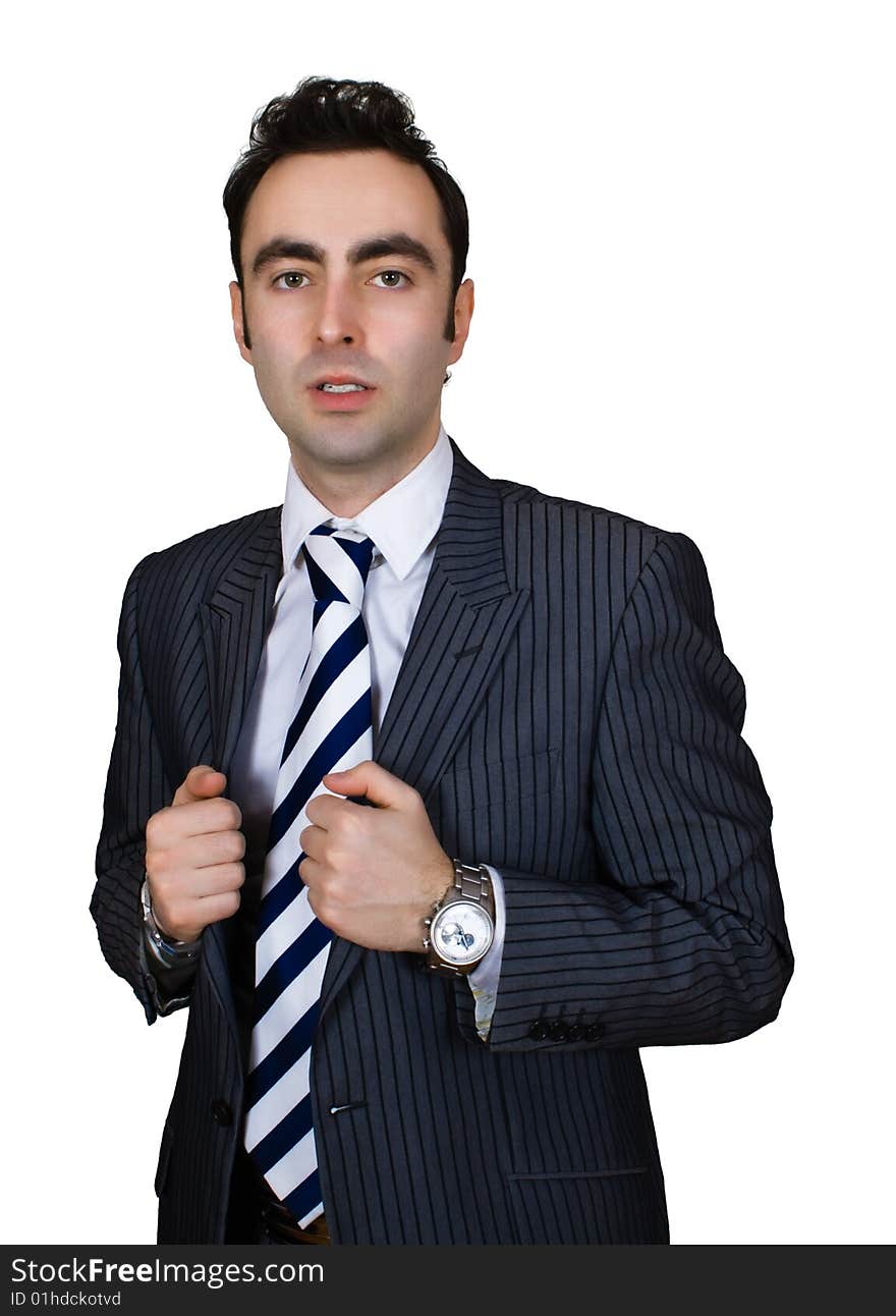 Confident businessman isolated over white with clipping path