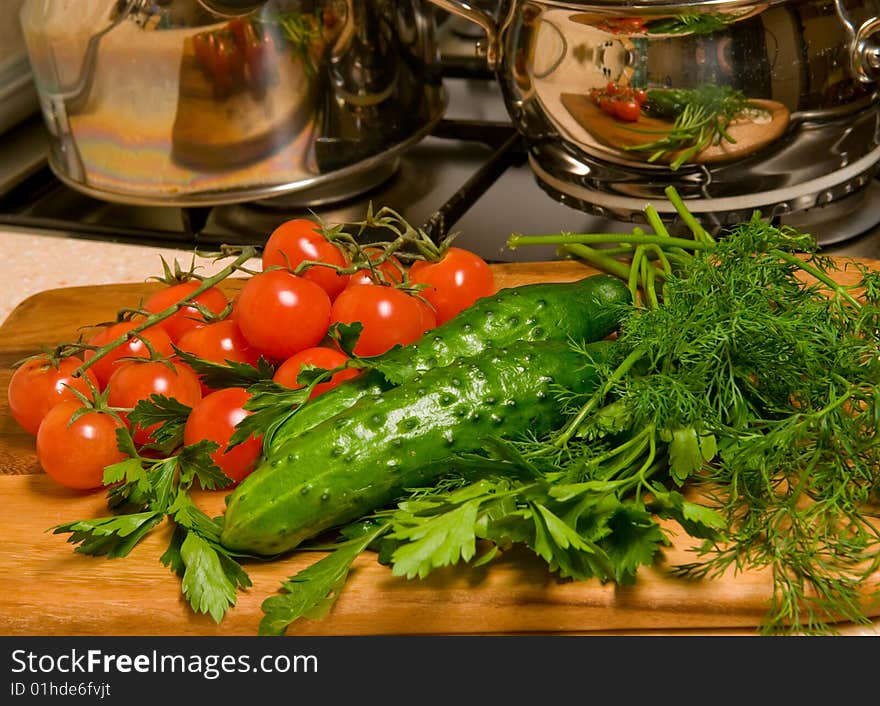 Vegetables on a wooden board