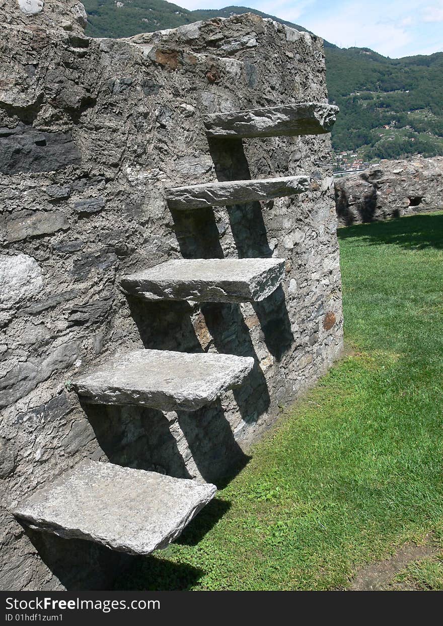 Steps on the old wall