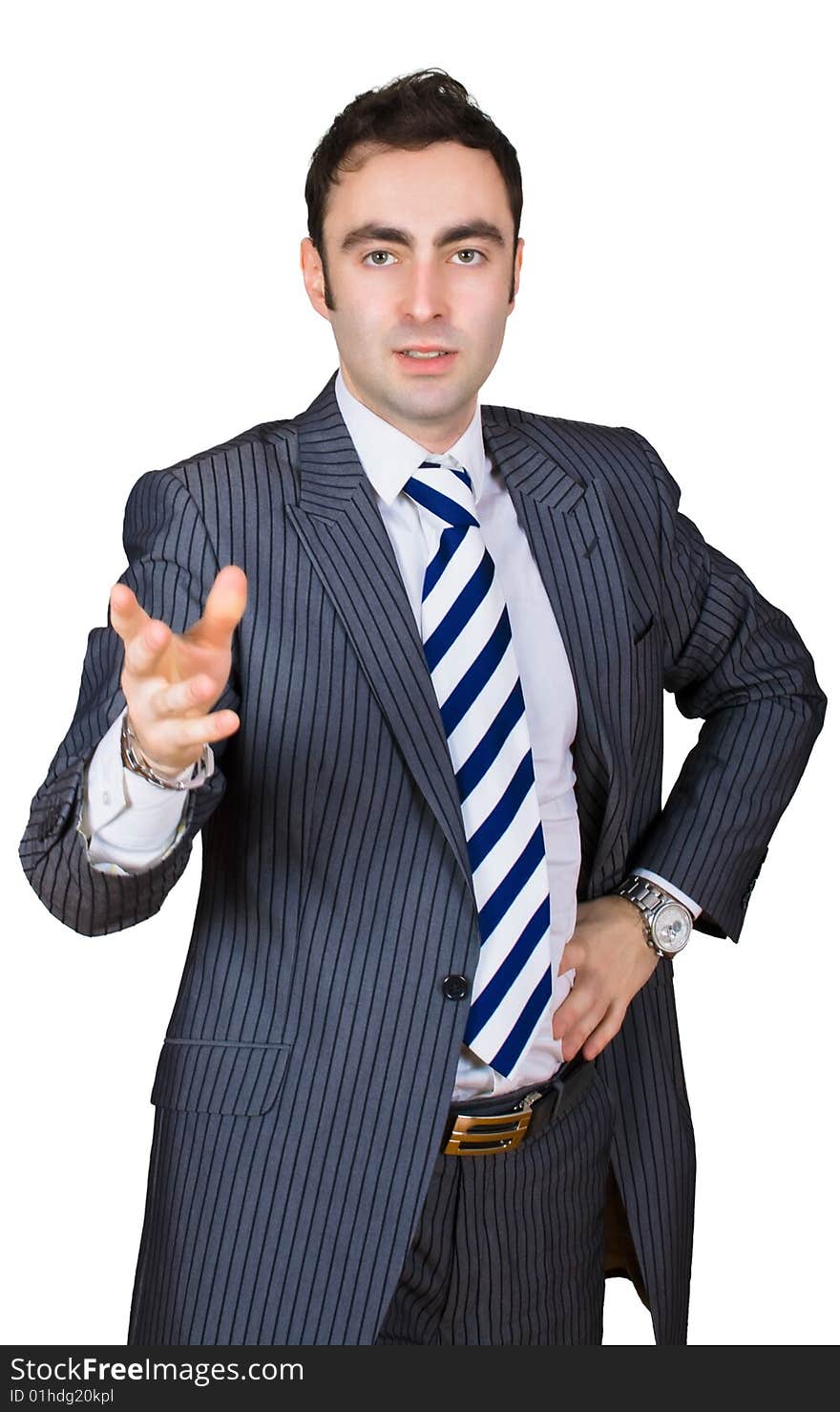 Confident businessman isolated over white with clipping path