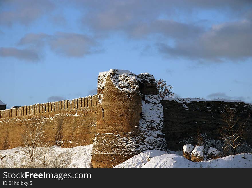 Ruins of an ancient fortress on the border of Estonia and Russia. The historic cultural monument. Ruins of an ancient fortress on the border of Estonia and Russia. The historic cultural monument.