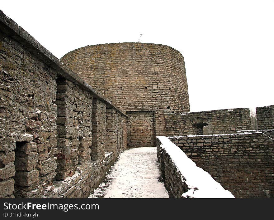 Ruins of an ancient fortress on the border of Estonia and Russia. The historic cultural monument. Ruins of an ancient fortress on the border of Estonia and Russia. The historic cultural monument.