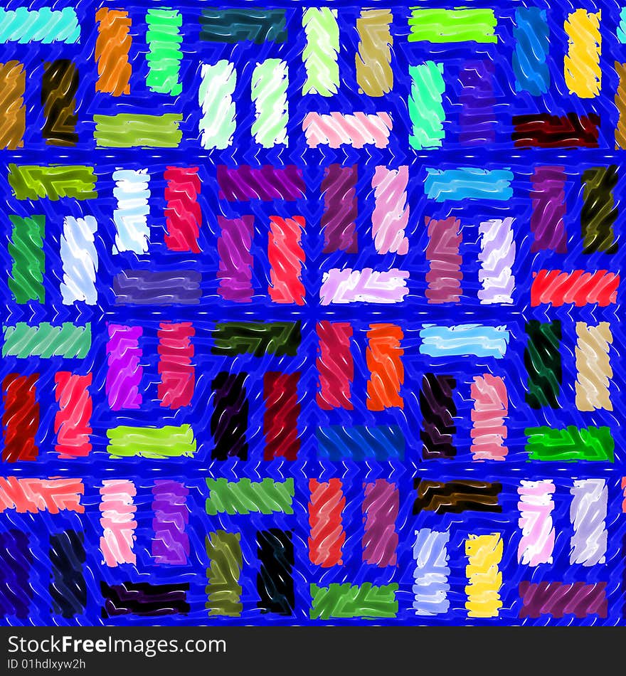 Seamless 3d texture of bright wavy colored cubes on blue. Seamless 3d texture of bright wavy colored cubes on blue