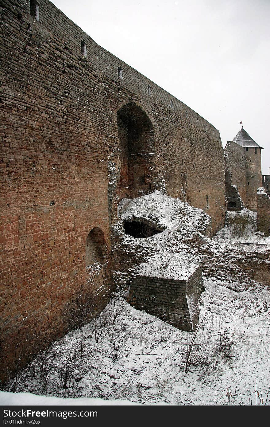 Ruins of an ancient fortress on the border of Estonia and Russia. The historic cultural monument. Ruins of an ancient fortress on the border of Estonia and Russia. The historic cultural monument.