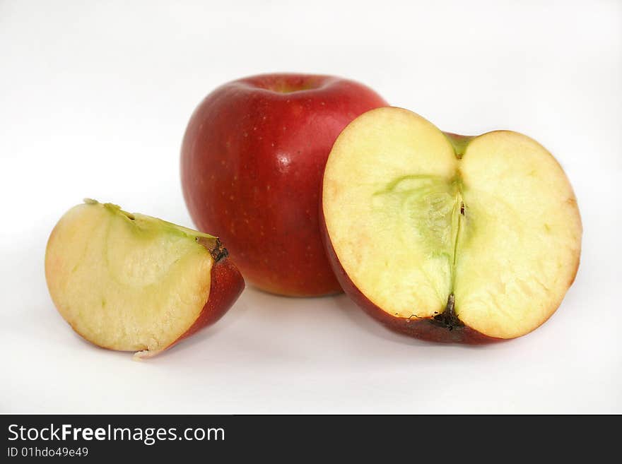 Apples on the white background, close-up. Apples on the white background, close-up