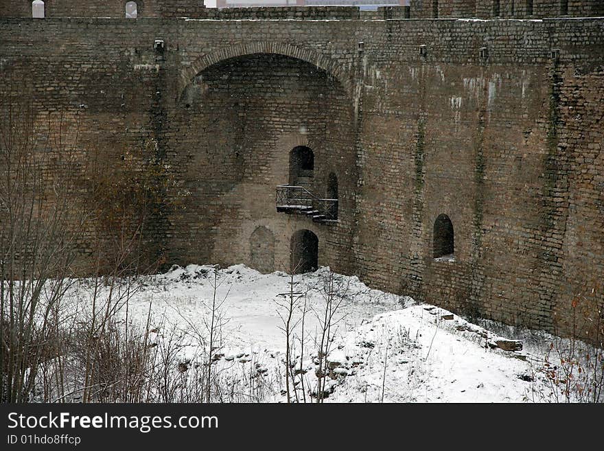 Ruins of an ancient fortress on the border of Estonia and Russia. The historic cultural monument. Ruins of an ancient fortress on the border of Estonia and Russia. The historic cultural monument.