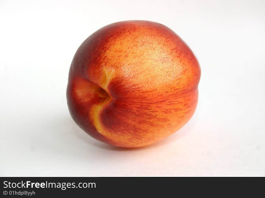 Nectarine On White Backfround