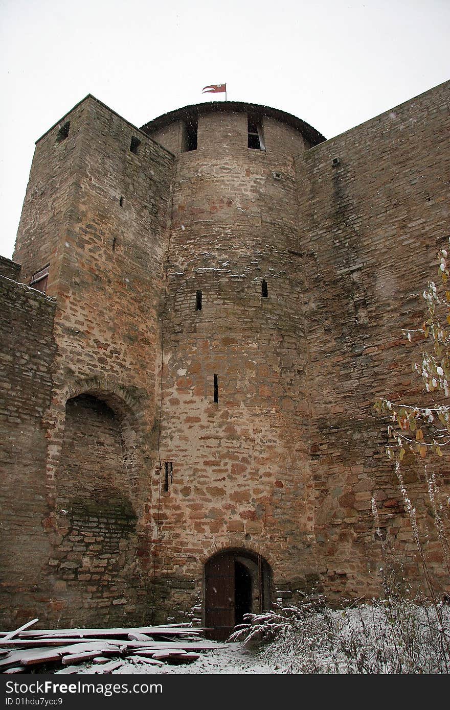 Ruins of an ancient fortress on the border of Estonia and Russia. The historic cultural monument. Ruins of an ancient fortress on the border of Estonia and Russia. The historic cultural monument.