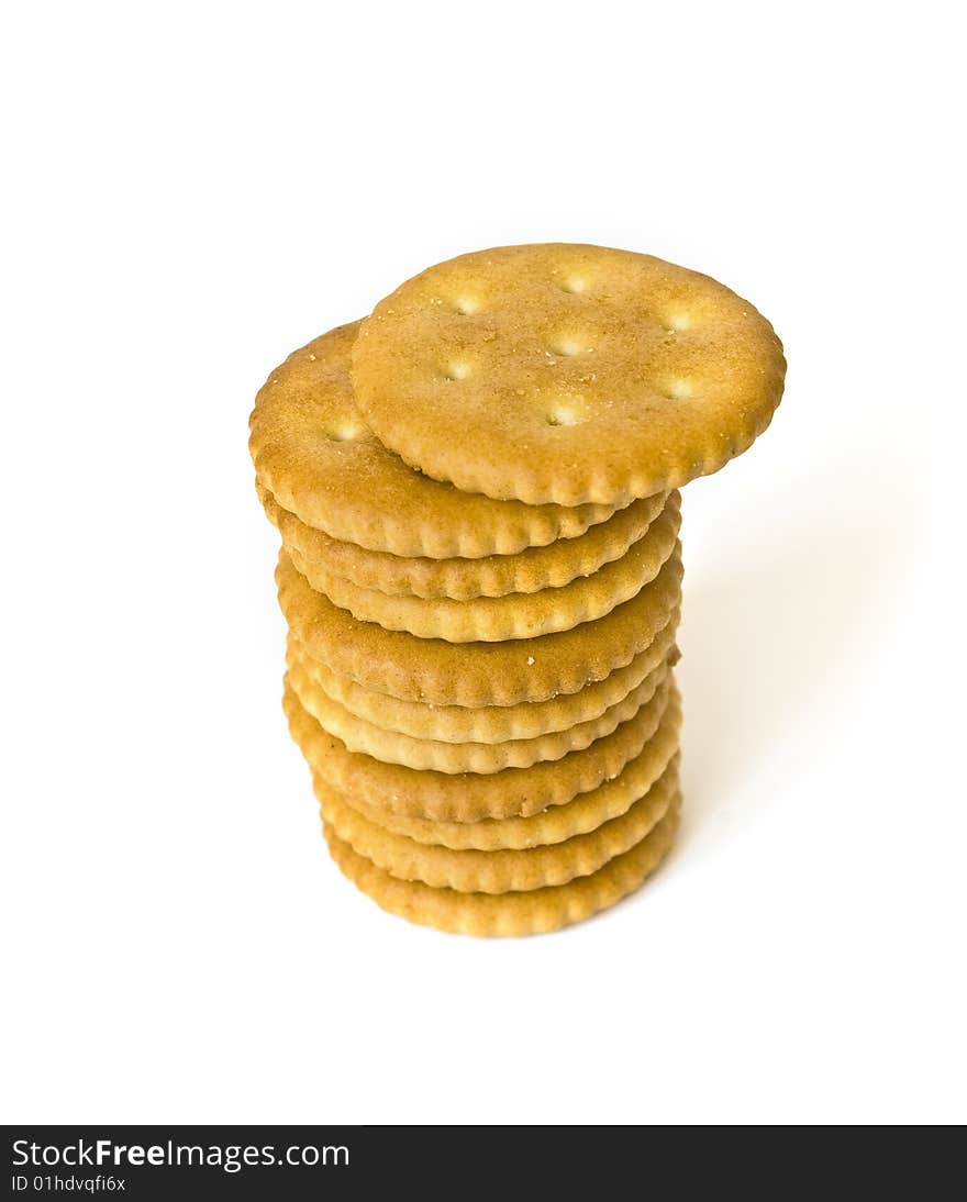 Heap of biscuits isolated on white background