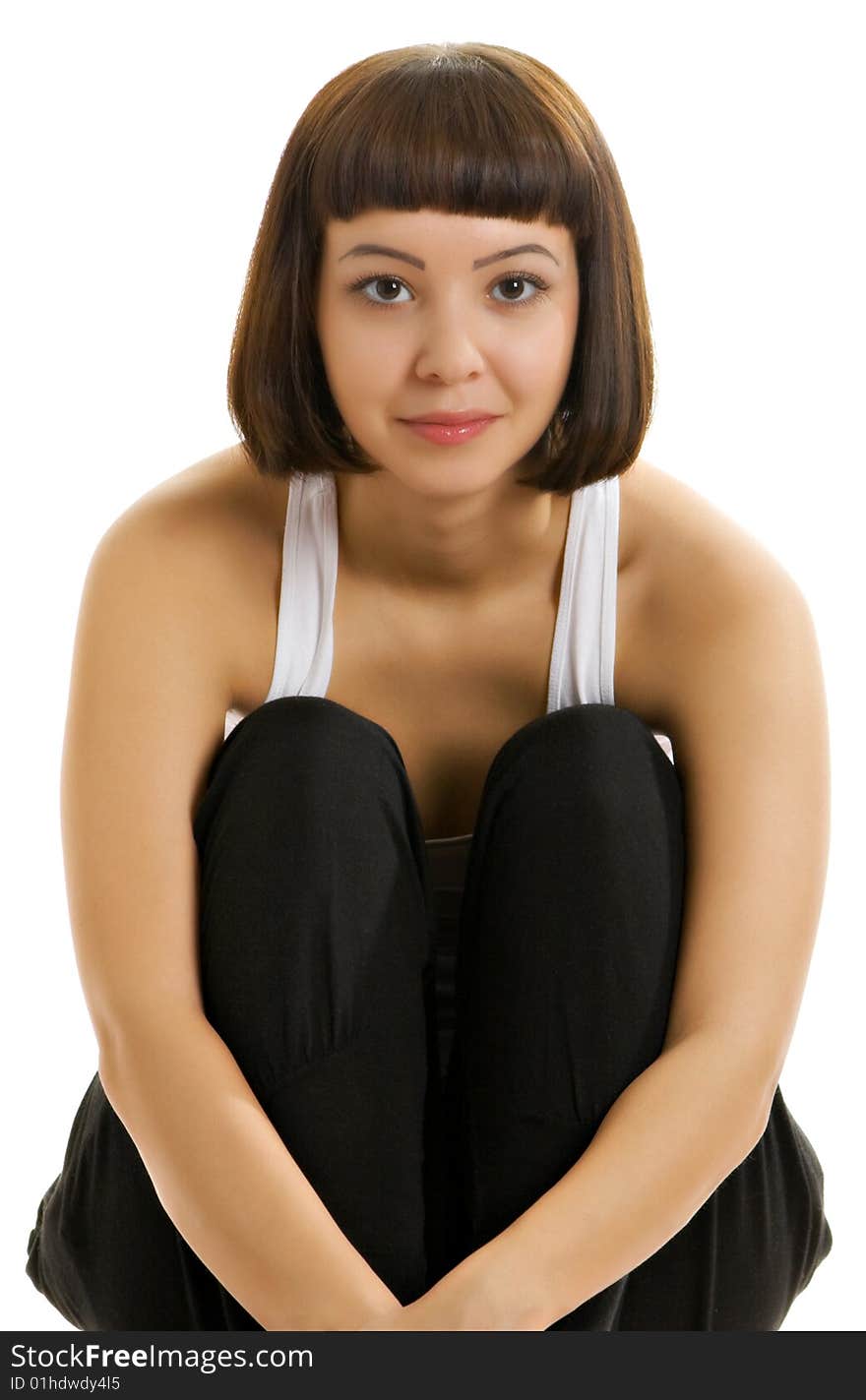 Portrait of attractive young girl on a white background. Portrait of attractive young girl on a white background