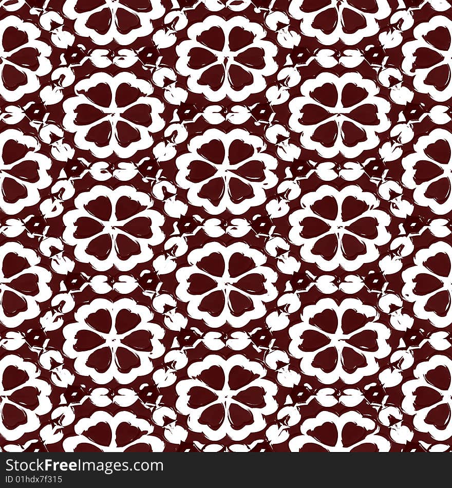 Seamless texture of grungy sketched brown flowers on white. Seamless texture of grungy sketched brown flowers on white