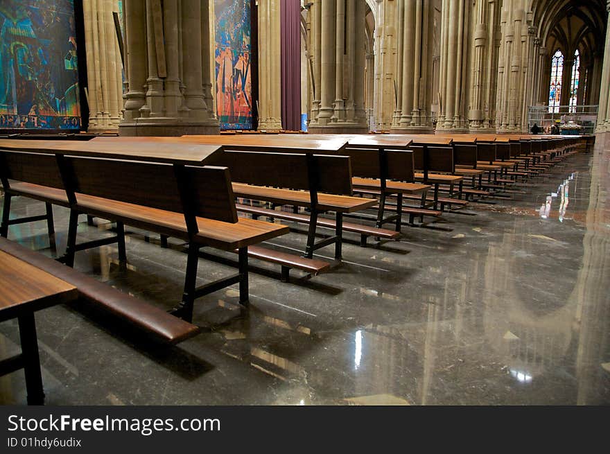 Pew in cathedral